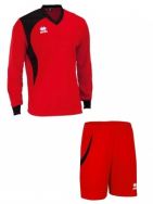 Errea, Set Neath shirt+ short L/S rosso/nero - Voetbaltenues