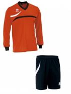 Errea, set Derby shirt+ Neath short L/S arancio/nero - Voetbaltenues