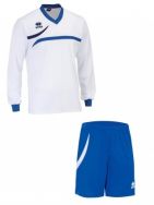 Errea, set Derby shirt+ Neath short L/S bianco/royal - Voetbaltenues