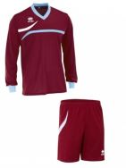 Errea, set Derby shirt+ Neath short L/S granata/sky - Voetbaltenues