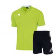 Errea, Set Vega shirt/ Bonn short Fluo verde nero - Voetbaltenues
