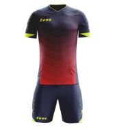 Zeusport, Kit Virgo Blu-rosso-giallofluo - Voetbaltenues