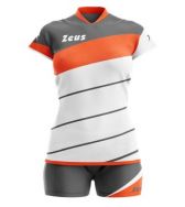 Zeusport, Kit Lybra Donna Bianco-Arancio Fluo-Grigio Scuro - Volleybal