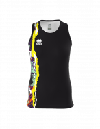 Errea, PAMELA WOMAN FUXIA FLUO SLEEVELESS PADEL TENNIS VEST Nero - PADEL lijn